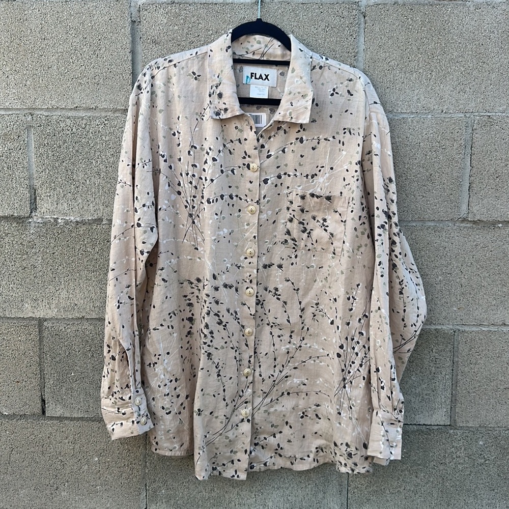 Flax %100 Lenin Button Down Shirt small (runs big) - Picture 3 of 7